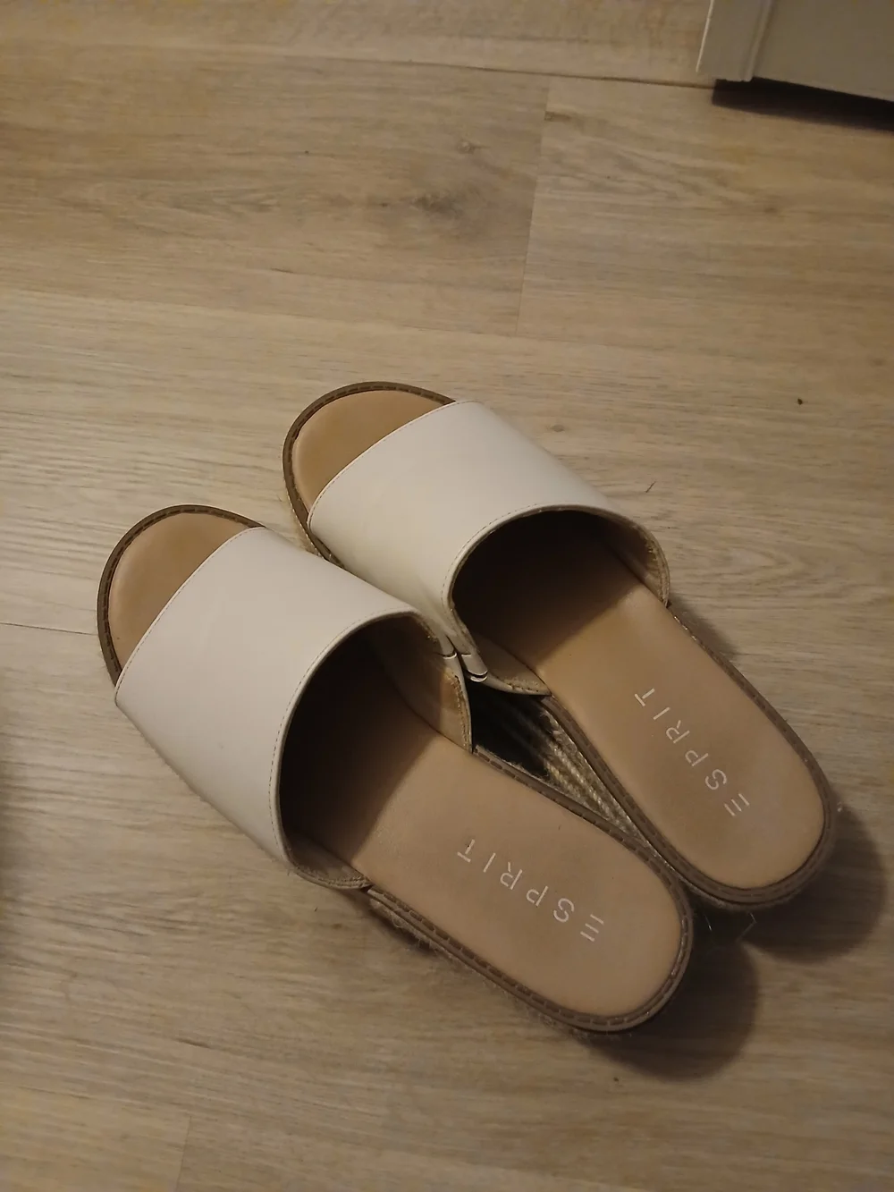 Esprit Cream Slide Espadrille Platform Sandals